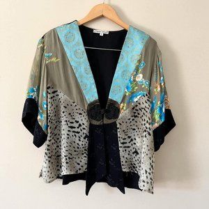 Vintage Spencer Alexis Silk Kimono Patchwork Blouse Size Small USA Made